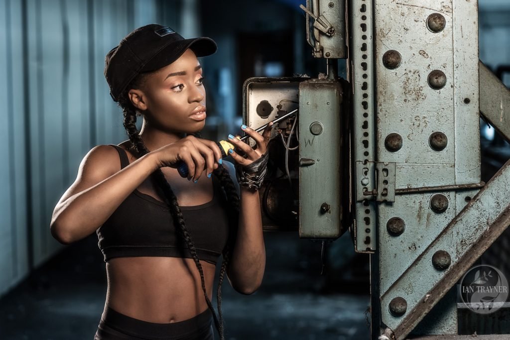 Yolland Musa. Beautiful black fitness model in location photo shoot. Image by Ian Trayner, fashion photographer.