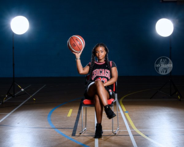 Beauty photoshoot with a basketball theme. The model is Yollanda Musa.