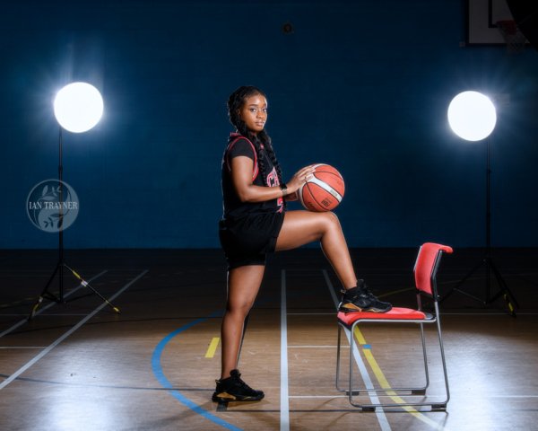 Beauty photoshoot with a basketball theme. The model is Yollanda Musa.