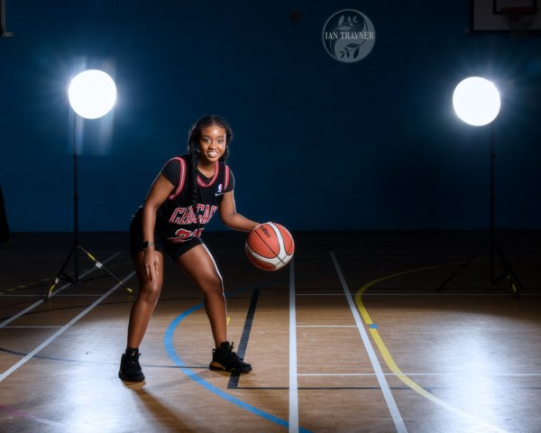 Beauty photoshoot with a basketball theme. The model is Yollanda Musa.