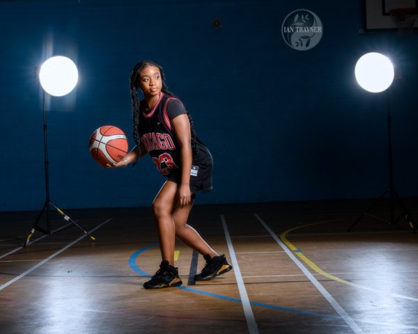 Beauty photoshoot with a basketball theme. The model is Yollanda Musa.