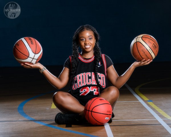 Beauty photoshoot with a basketball theme. The model is Yollanda Musa.