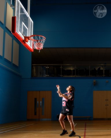 Basketball themed photoshoot at Woking Leisure Centre with Ian Trayner and Yollanda Musa