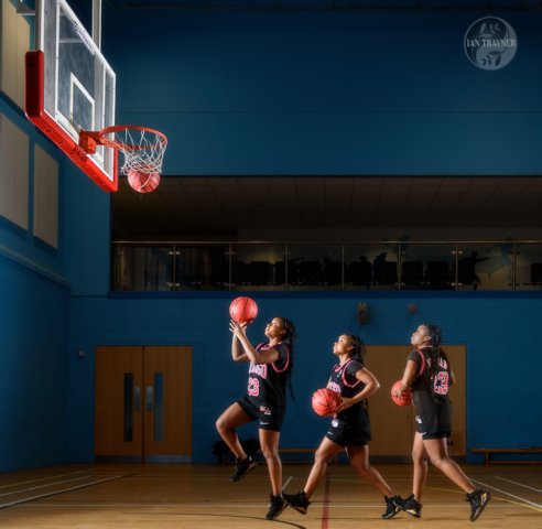 Basketball themed photoshoot at Woking Leisure Centre with Ian Trayner and Yollanda Musa